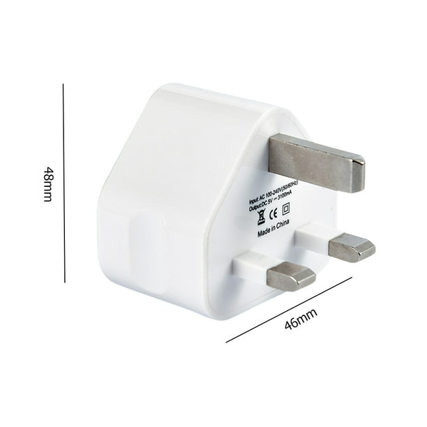  Enchufe universal con cargador de pared eléctrico USB, 2  puertos, toma de corriente USB, cargador para el hogar, enchufe de  alimentación con salida USB, CA 110V-250V : Electrónica
