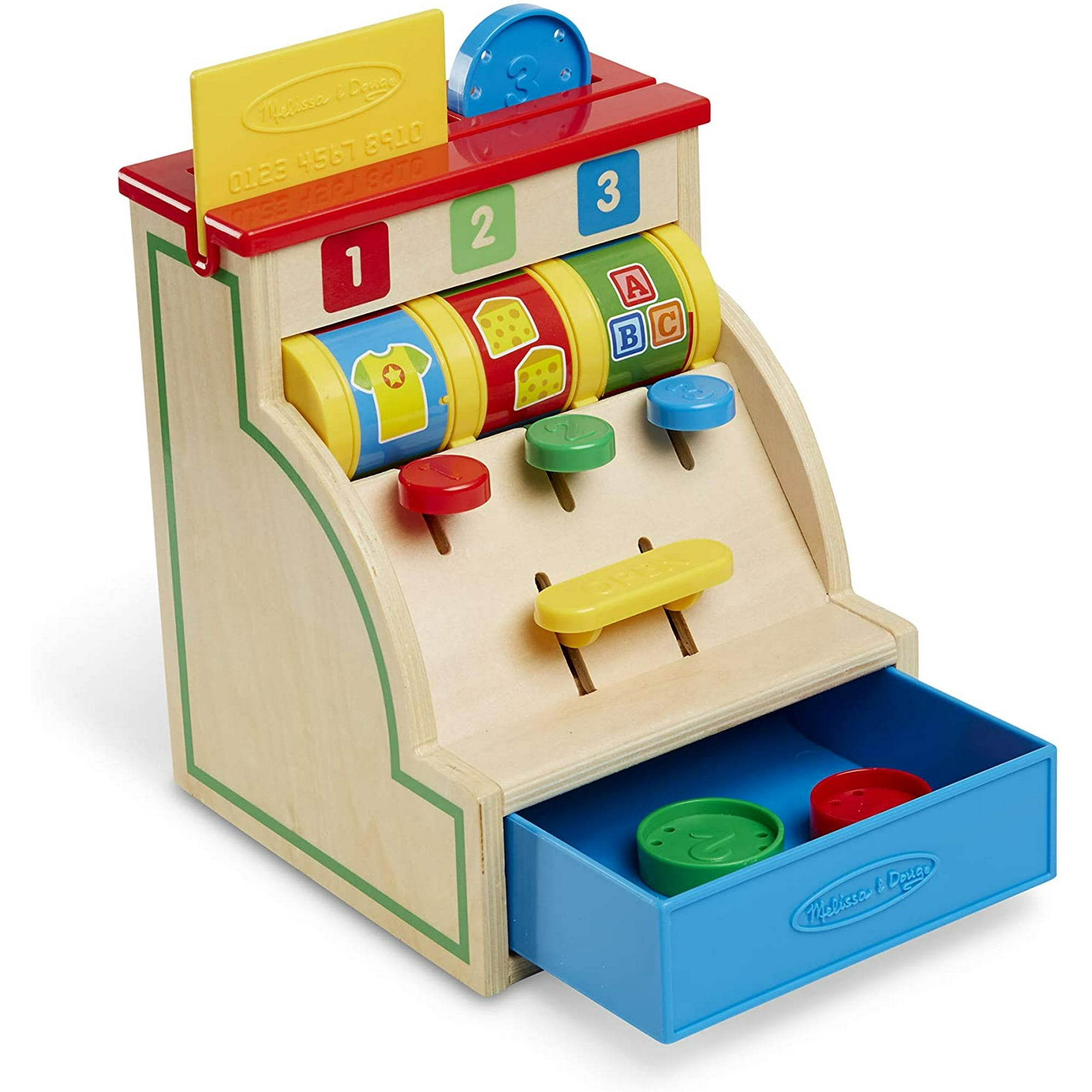 New Classic Toys Caja registradora de madera juguete de simulación para  niños, simulación de cocina, juguetes educativos y juguete de percepción  del