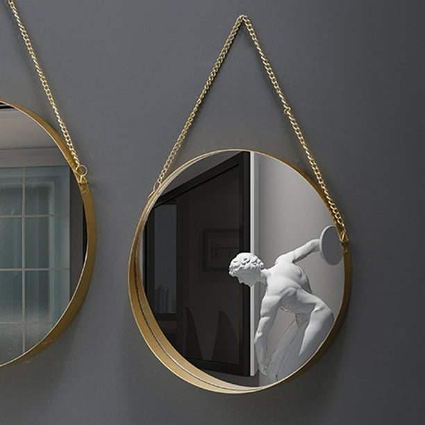 Espejo redondo grande y moderno, espejo decorativo de pared con marco de  metal, para dormitorio, baño, sala de estar, tocador, maquillaje, espejo