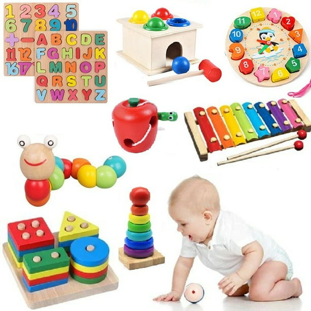Juguetes de madera Montessori para bebés de 1, 2 y 3 años, juegos de  desarrollo para