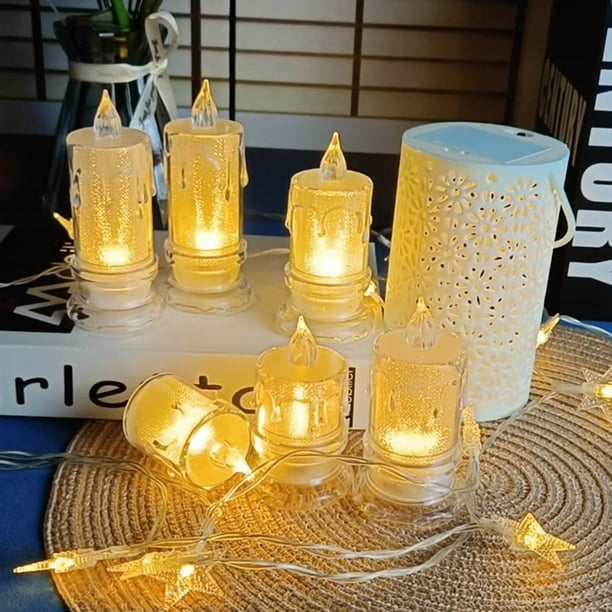 CANDLE CHOICE Velas votivas sin llama que funcionan con pilas, pequeñas  luces LED eléctricas parpadeantes realistas para mesa de boda, decoración  de