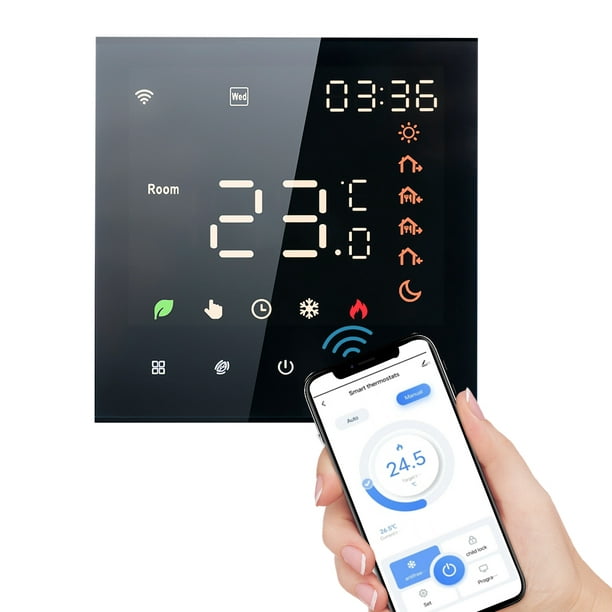 Termostato WiFi programable, pantalla táctil, controlador de temperatura  inteligente Tuya para caldera eléctrica/agua/gas, controlador de  calefacción