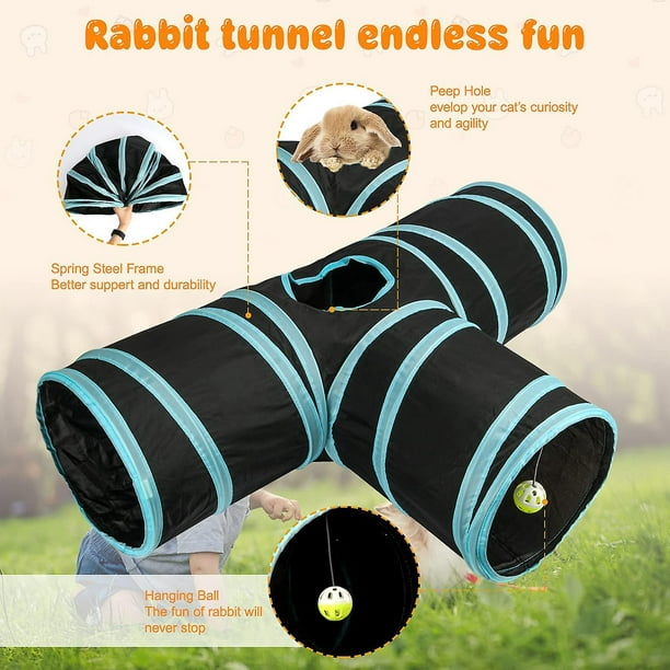 BWOGUE Túneles y tubos plegables de 3 vías para conejito escondite de  conejito pequeño juguete de túnel de actividad para conejos enanos,  conejillos
