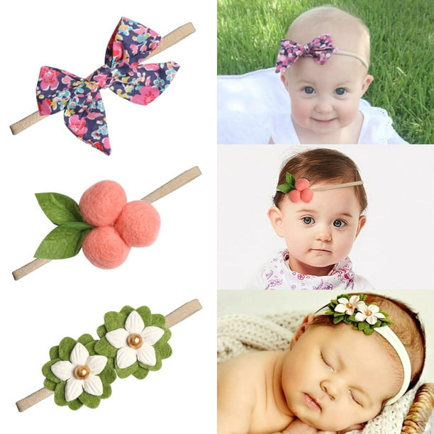 Diademas para bebé niña, lazos de tela de lino, flores, 1 paquete de  accesorios para el cabello para regalo de niño recién nacido ER