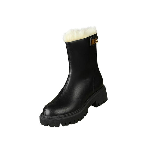 Botas De Invierno Para Hombre Zapatos Cálidos Cuero Impermeable Para Nieve  Frio