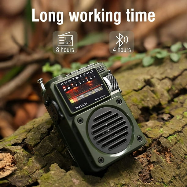 Pequeña radio portátil de onda corta AM/FM/ON Radio digital retro recargable,  Bluetooth, reproductor ER