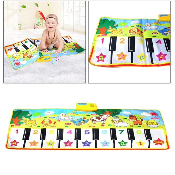 Tapete de Piano - Tapete de jogo musical macio,Tapete de piano com teclado  eletrônico com 8 sons de música, brinquedos de educação infantil, presentes  de aniversário para 1-3 meninos meninas Sukalun 