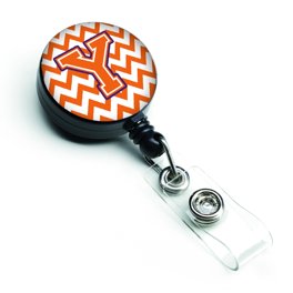 Carolines Treasures CJ1053-TBR Letter T Chevron Black & Gold Retractable Badge  Reel, 5 x 1 x 2 in. 