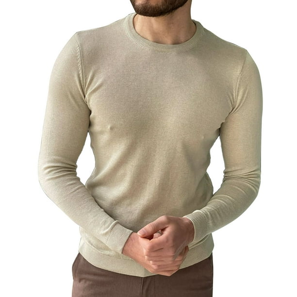 Gibobby Suéter hombre Suéter de punto informal para hombre de otoño e  invierno, con cuello redondo, Gibobby