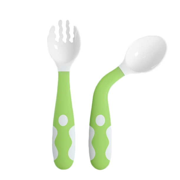 Worallymy Juego de tenedor y cuchara para bebé utensilios de entrenamiento  flexibles para niños vajilla de aprendizaje de autoalimentación color rosa  Worallymy JD735813266