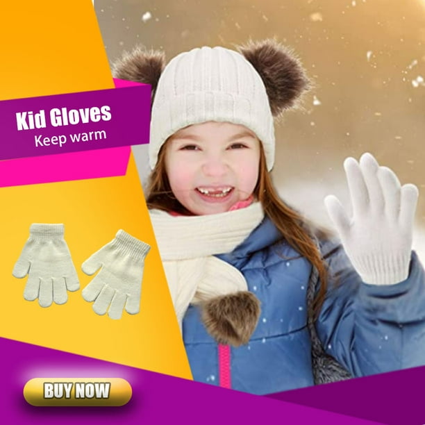 Guantes para niños Exquisitos guantes para mantener el calor para niños  Práctico accesorio de ropa simple con color sólido para ropa de invierno  Blanco 1 par Inevent AP009501-06B