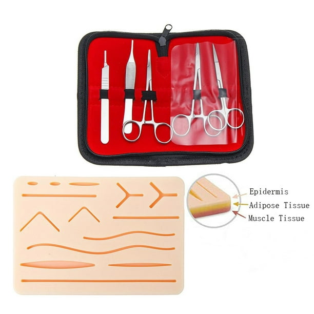  MedHelp Kit de sutura de 50 piezas para estudiantes de medicina  de práctica - Kit completo de práctica de sutura para entrenamiento  quirúrgico: almohadilla de sutura de silicona grande, hilo de