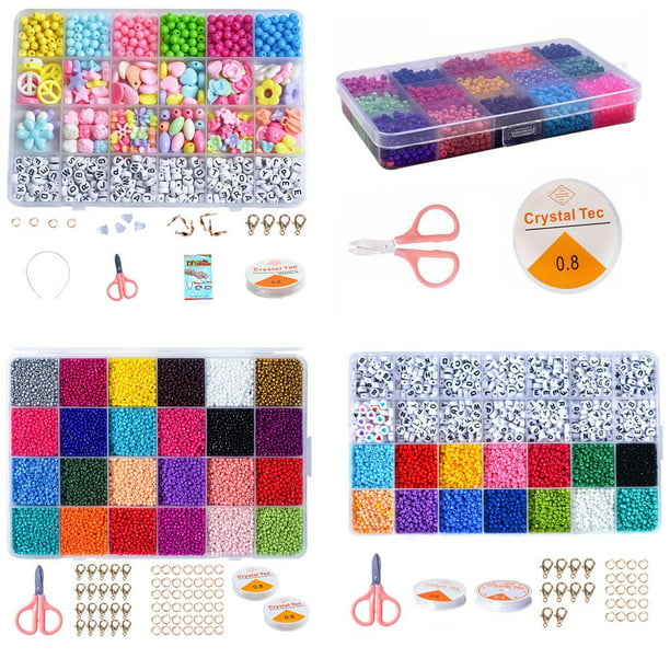 Kit de abalorios para hacer pulseras, abalorios de vidrio mixto de colores,  juego de joyería DIY (A) Likrtyny juguetes de los niños