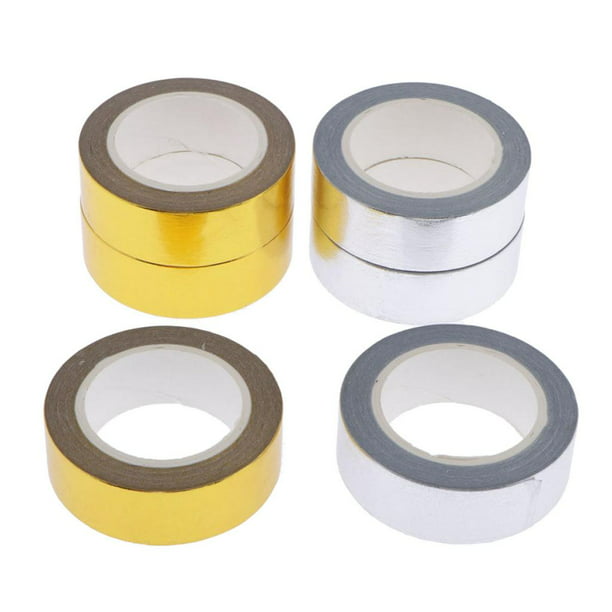 Cinta Adhesiva Decorativa Washi Tape de Papel de Aluminio Sólido Dorado 15  mm x 10 Metros Bullet Journal