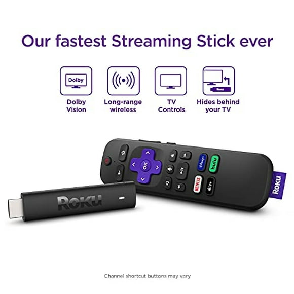 roku streaming stick 4k 2021  dispositivo de streaming 4khdrd visión con roku voice remote y controles de tv renovado