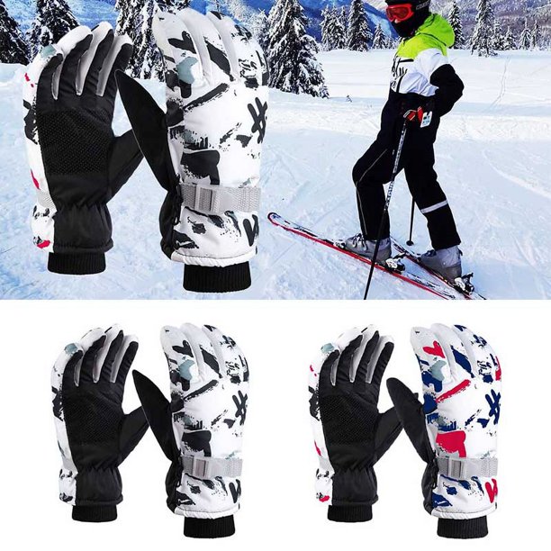 1par Guantes Esquí Engrosados Cálidos Guantes Nieve Invierno