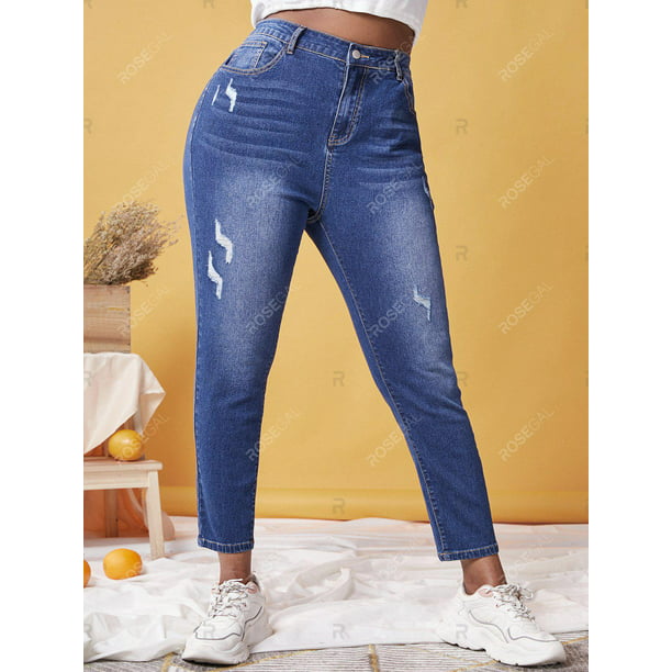 Tallas grandes de cintura alta se desvaneció con ganas de jeans Vaqueros de talla grande | Bodega Aurrera en línea