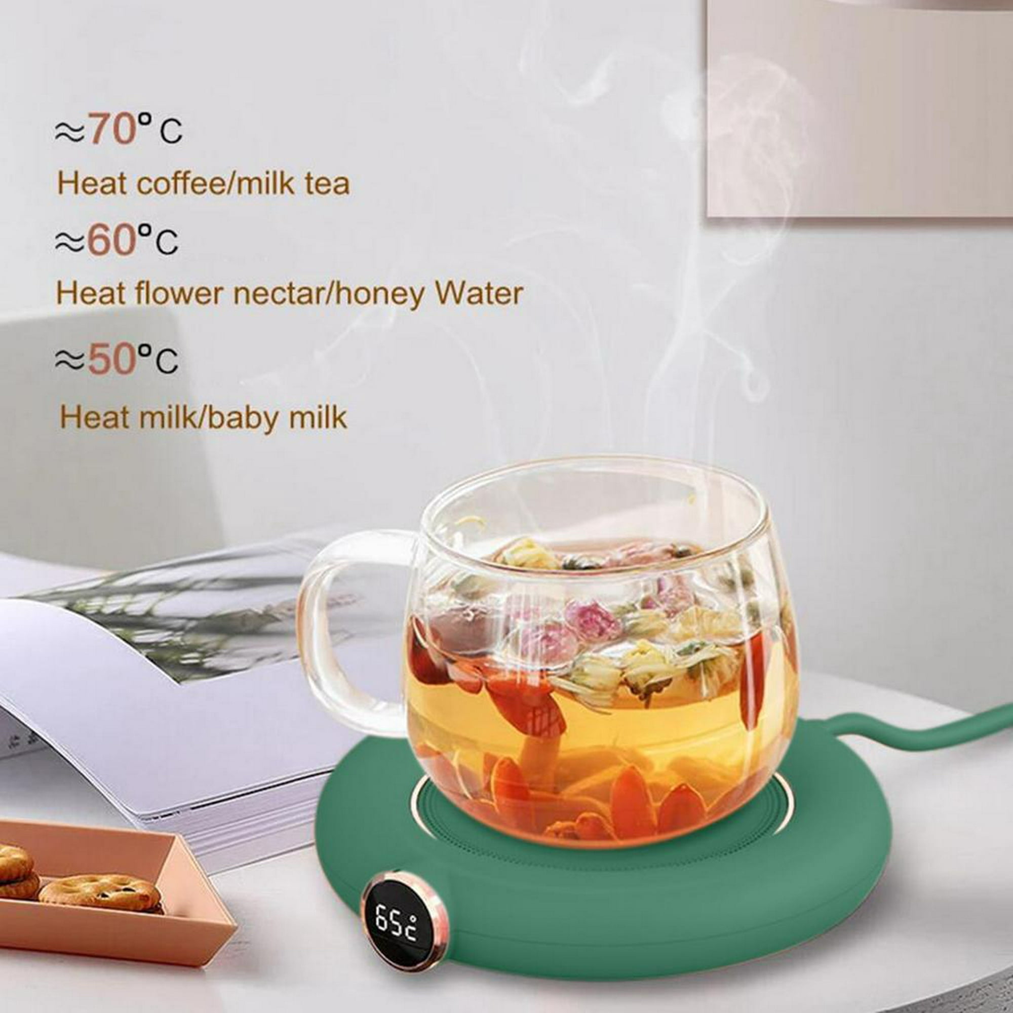 Rigstne Calentador de taza de café – Calentador de tazas portátil de 20 W  para escritorio, calentador de taza de café con apagado automático, plato