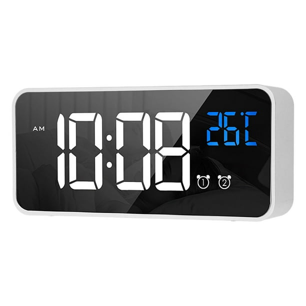 Reloj Digital con Control de voz, 2 alarmas, Simple, LED, pantalla grande,  de mesita de noche, coreano, de sobremesa