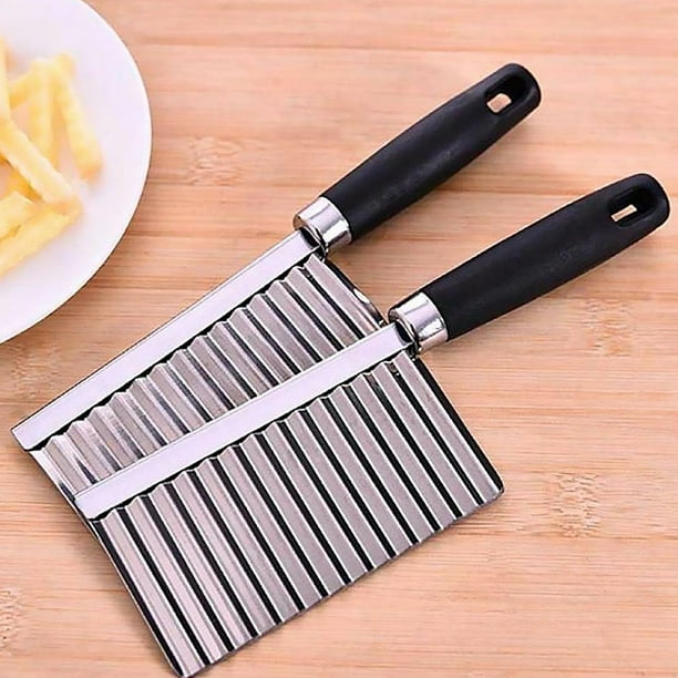 Cortador de papas fritas, cortador de patatas fritas con 2 tamaños  diferentes de cuchillas de acero inoxidable, cortador de patatas con base  de