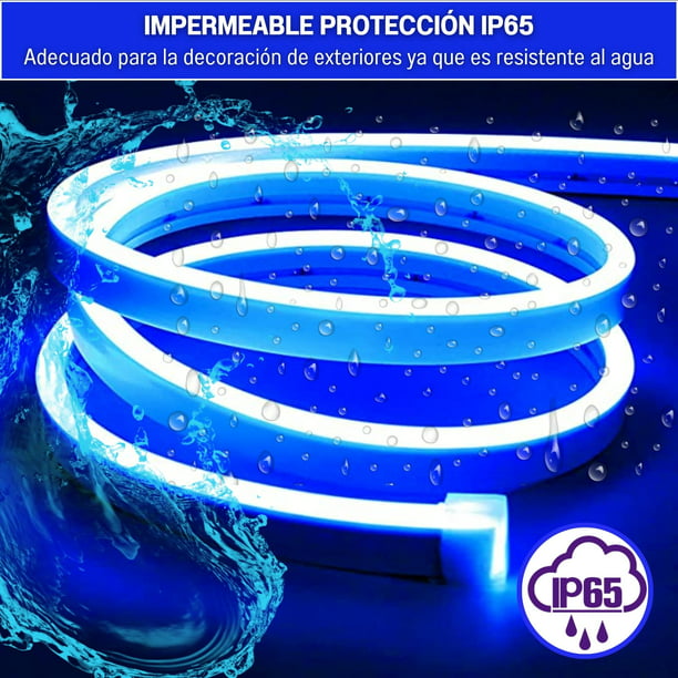 Tira led neon azul flexible unicolor 5 metros solo rollo impermeable DOSYU  DY-YL08