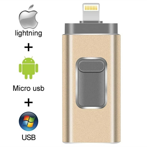 Memoria USB para iPhone de 32 GB, memoria externa USB 3.0 de aluminio para  extensión de almacenamiento (dorado)