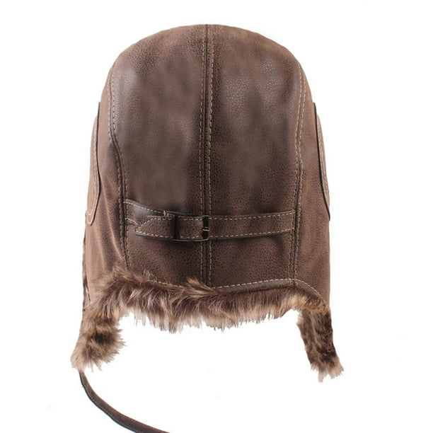 Gorra De Invierno Para Hombre Con Orejeras De Cuero Y Diseño