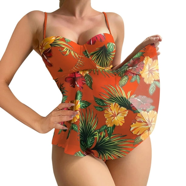 Gibobby traje de baño mujer Mujeres waisted Bottoms Bikini para  adolescentes Mid Swim a prueba de fugas fondo menstrual Swimswears tankinis  set(Marrón,G)