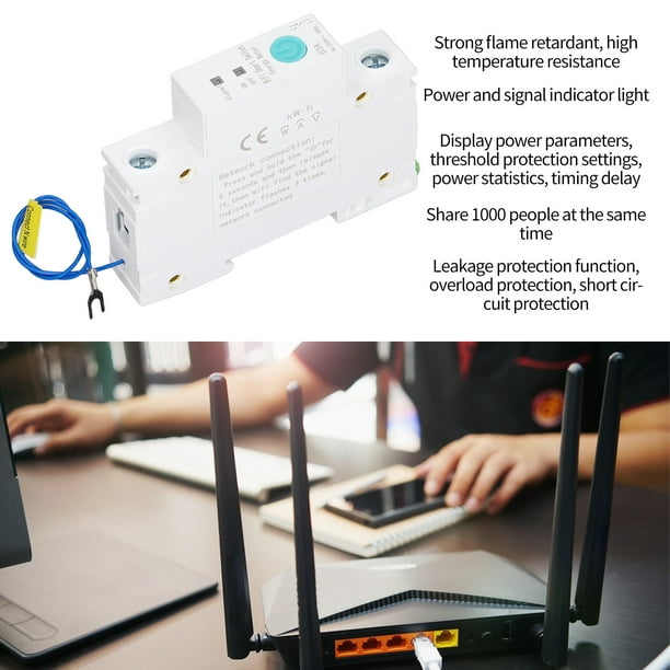 Disyuntor inteligente Wifi P, Disyuntor inteligente Wifi Interruptor inteligente  Wifi Medidor de energía Interruptor disyuntor inteligente Wifi Impulsado  por el rendimiento