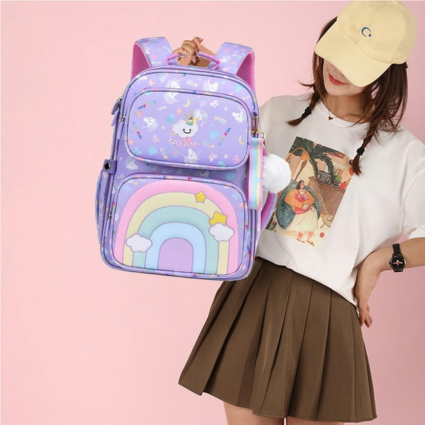 Mochila Bolsa Niña Escolar Primaria Infantil Impermeable Kawaii Arcoíris  Capacidad Grande