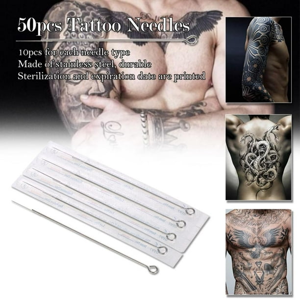 Agujas para tatuajes 50 piezas en caja con 10 tipos de agujas mixtas (3rl  5rl 7rl 9rl 5rs 7rs 9rs 5m1 7m1 9m1)*5