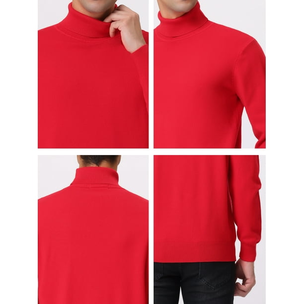  Suéter de cuello alto de 3 colores para hombre, suéter de punto  grueso, suéteres de invierno cálido, Rojo4 : Ropa, Zapatos y Joyería