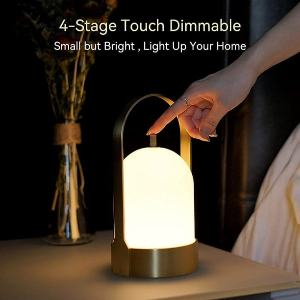 Lámpara de mesa LED inalámbrica, lámpara de escritorio con batería  recargable de 4000 mAh, brillo de 3 niveles junto a la luz nocturna, diseño