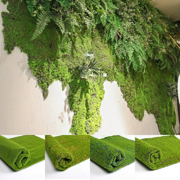 jweemax Musgo de planta artificial, musgo artificial natural para  decoración del hogar, acuario, resina, plantas falsas, césped de pared verde