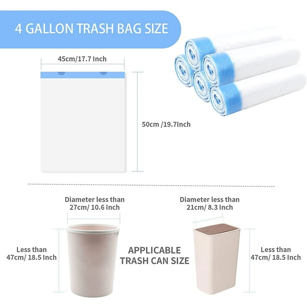 CCLINERS - Bolsas de basura pequeñas con aroma a lavanda de 4 galones (200  unidades), color blanco, bolsas de basura para baño, bolsas de basura de 15