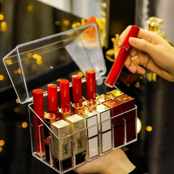 Porta Pinceles De Maquillaje De Acrílico Transparente Con Tapa Caja De  Almacenamiento Organizador A Prueba De Polvo