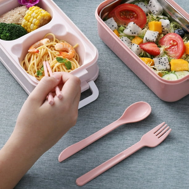 Fiambrera: Capa Bento Box con Cubiertos Compartimentos Lunch Box