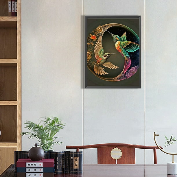 Cuadros Decorativos Pintura de diamante 5D DIY taladro cuadrado completo  flor colibrí decoración del hogar DQrwqpou embutido en tela