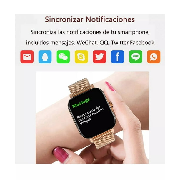 Smartwatch Mujer 1.85'' Reloj Inteligente Reloj Impermeable Color de la  caja Oro Color de la correa Oro Color del bisel Oro
