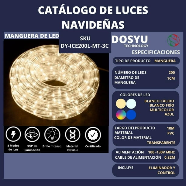 Luces led con panel solar Blanco Cálido 2 rollos de 10 metros DOSYU DY-NSC01