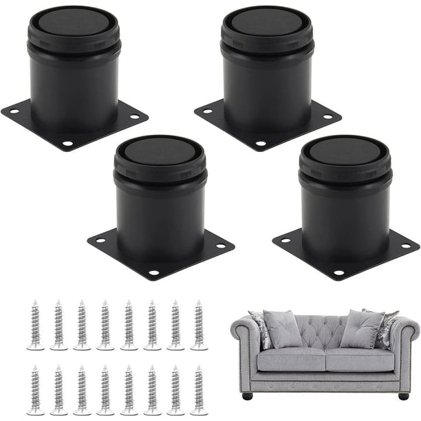 Patas de metal para muebles de 4 pulgadas, patas negras para muebles, juego  de 4, patas de repuesto de estilo moderno para sofá, silla, cama, armario
