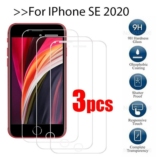 3 uds vidrio templado para apple iphone se 2020 protector de pantalla de  vidrio protector para iPhone SE 2020 ip ifone se película protectora Tan  Jianjun unisex