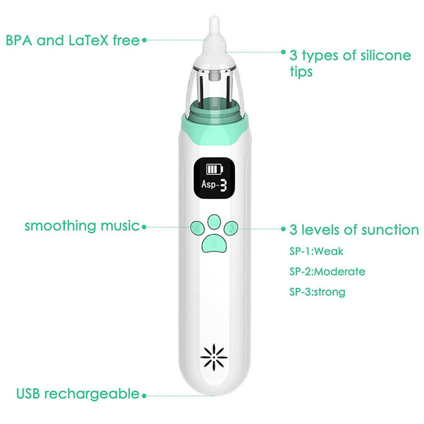 Aspirador nasal eléctrico YOUHA Q2 Aspirador nasal eléctrico para bebés  Limpiador de nariz Succionador de nariz con punta de aspirador adicional 3