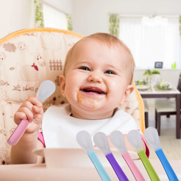 Comprar Cuchara de silicona para bebé, seguridad para bebé, detección de  temperatura, cubiertos para niños, cucharas de alimentación