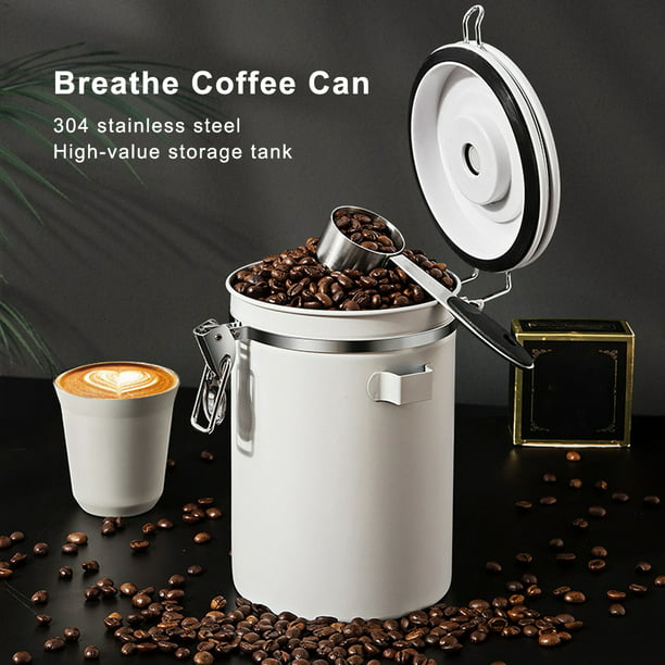 Recipiente hermético para café – Almacenamiento de café de acero inoxidable  para granos, molidos, té, azúcar, contenedores de café con rastreador de