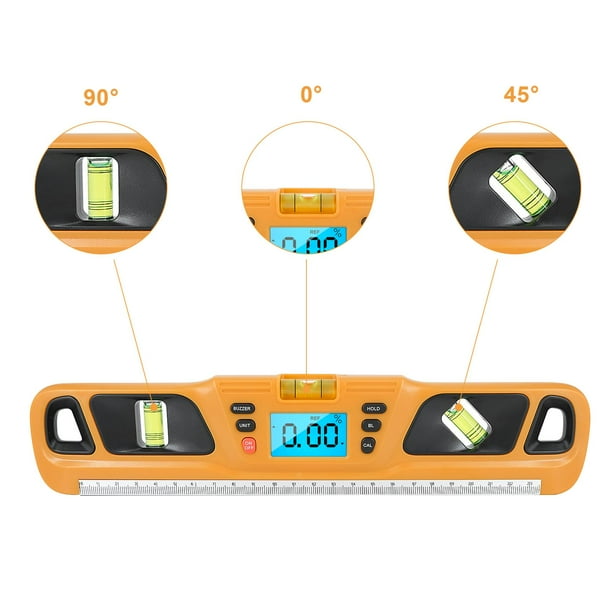 Herramienta de búsqueda de ángulo digital de 7 pulgadas 0-360 grados LED  transportador digital con niveles horizontales verticales de burbujas y