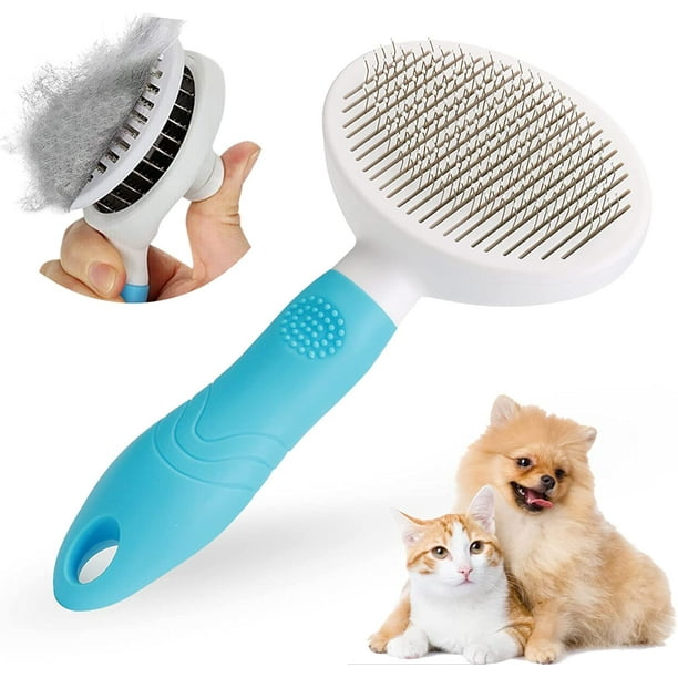 Cepillo masajeador y removedor de pelos para mascotas 2 en 1