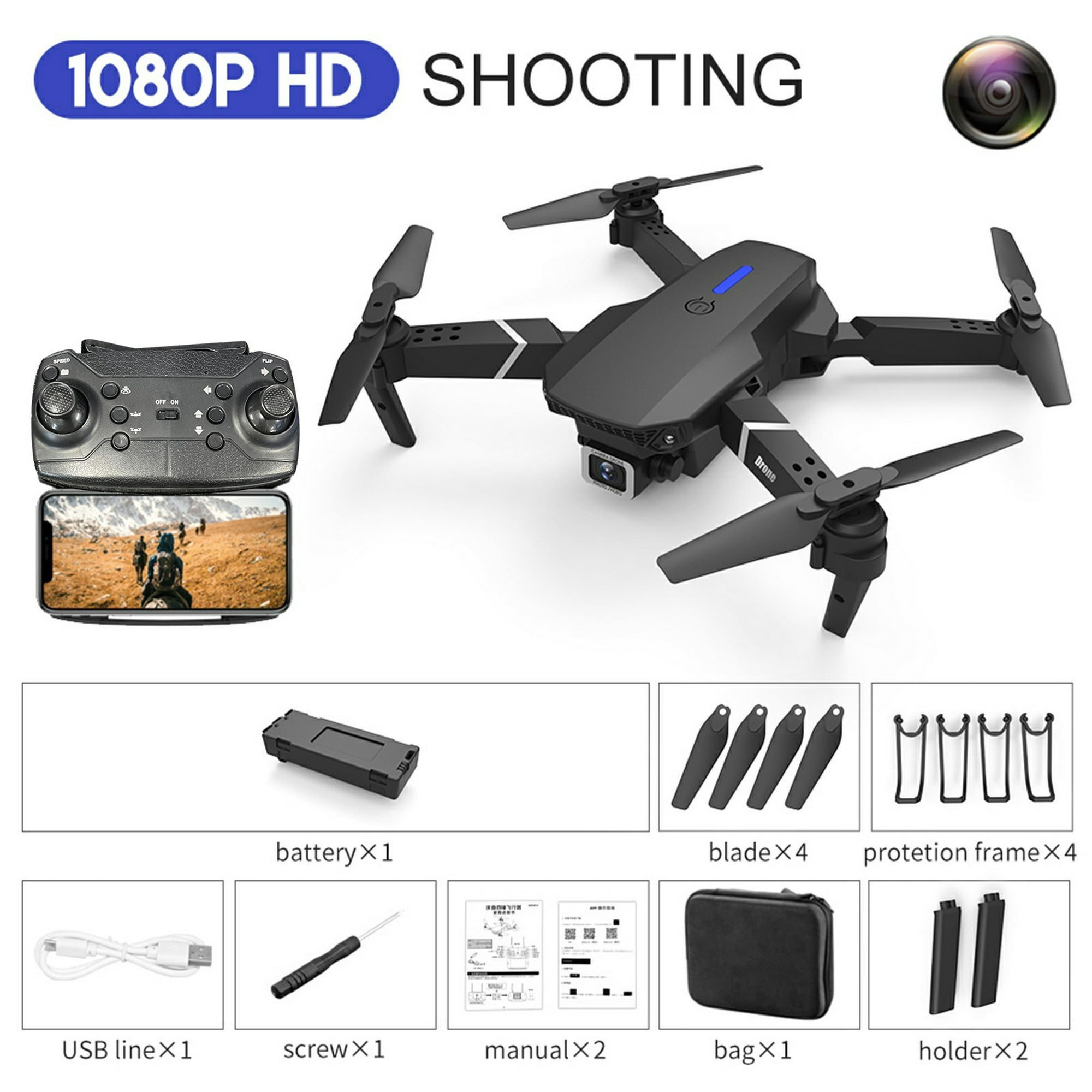 Dron con cámara dual 1080P, dron plegable HD para adultos y niños con  control remoto, juguetes cuadricópteros, UAV inteligente para evitar  obstáculos