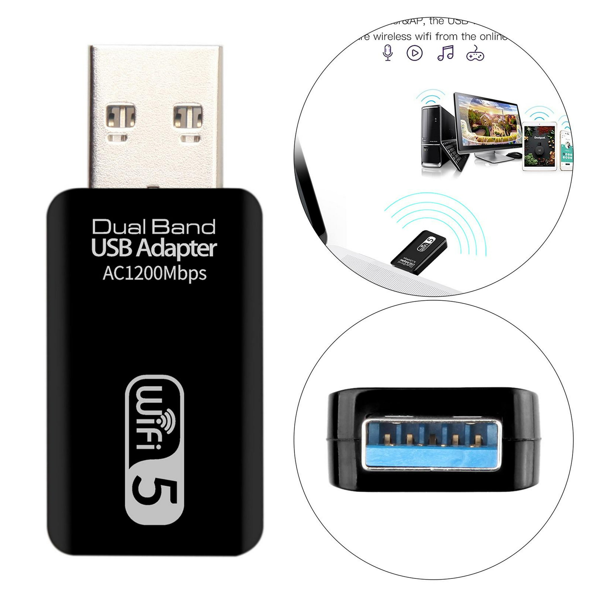 5.8 y 2.4Ghz Adaptador y Repetidor USB WIFI inalámbrico 650Mbps