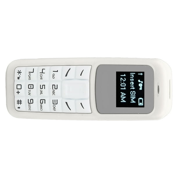  Mini marcador Bluetooth para teléfono celular, teléfono móvil  de pantalla pequeña, teléfono GSM, teléfono móvil más pequeño, reproductor  de música MP3 para automóvil, mini móvil pequeño, regalos (blanco) :  Celulares y